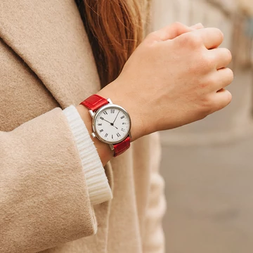 EmBexy Classic 1306 bőr óraszíj 22 mm piros krokodilmintás