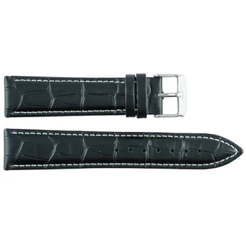 EmBexy Classic 1306 bőr óraszíj 20 mm fekete fehér varrás krokodilmintás