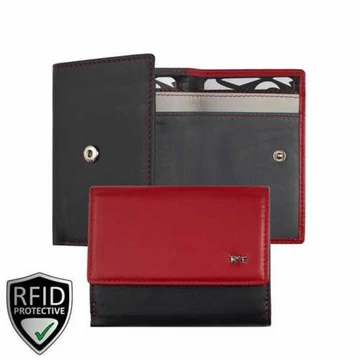 Riccardo Ferducci pénztárca fekete/piros – prémium bőr, RFID védelemmel, 5 kártyarekesszel