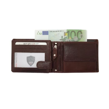 Giorgio Carelli 7732-es bőr pénztárca konyak – prémium 24-es bőr, RFID-del, 12 kártyarekesszel