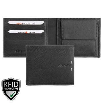 Giorgio Carelli 860-es bőr pénztárca fekete – prémium 34-es bőr, RFID védelemmel, 6 kártyarekesszel