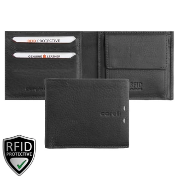 Giorgio Carelli 880-es bőr pénztárca fekete – prémium 34-es bőr, RFID védelemmel, 6 kártyarekesszel