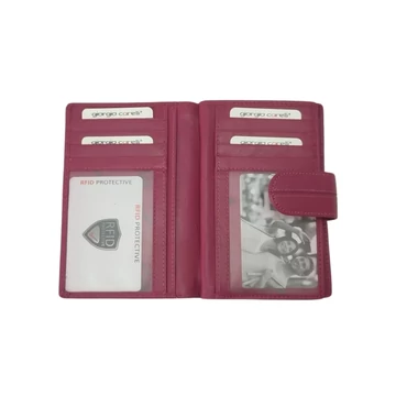 Giorgio Carelli 6408-as bőr pénztárca pink – "Carelli fa" mintával, RFID-del, 14 kártyarekesszel