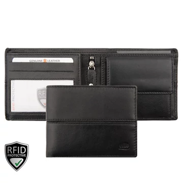 Giorgio Carelli 7731-es "Carelli fa" slim bőr pénztárca fekete – "Carelli fa" mintával, RFID-del, 1,8 cm slim