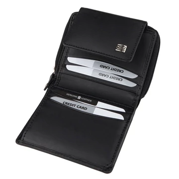 645019 012 Choice női bőr pénztárca fekete – 10 × 11,5 × 3,5 cm, valódi bőr, patentzár