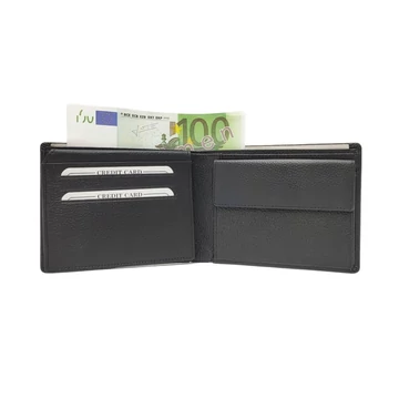 Choice 5027-es slim bőr pénztárca fekete – valódi bőr, 1 cm vékony, 7 kártyarekesszel és patentzsebkel