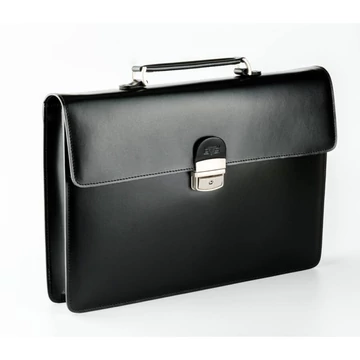 Blázek és Anni minimalista fekete bőr aktatáska gyártói garanciával 38*26 cm - Fekete