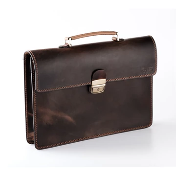 Blázek és Anni minimalista fekete bőr aktatáska, 38*26 cm - Barna