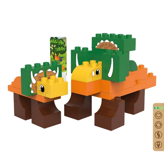 BiOBUDDi BB-0188 | legó-duplo-kompatibilis bio építőjáték | Triceratops