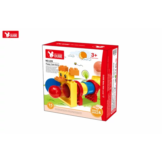 WANGE® - DUBIE 220 | lego duplo-kompatibilis építőjáték készlet | 15 db építőkocka | Kutyusos alagút labdajáték