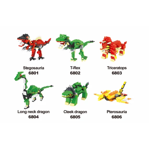 WANGE® 6801-6806 | lego-kompatibilis építőjáték | 929 db építőkocka / szett| Dinoszaurusz tojás (2 db 6-os szett kínálóban)