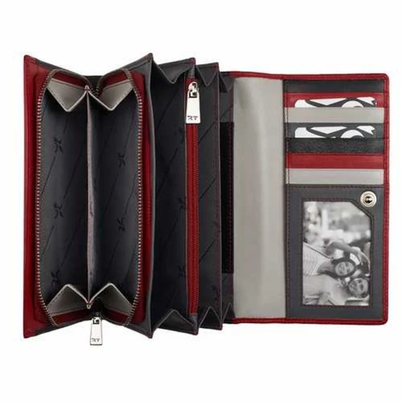 022820 080 Riccardo Ferducci női bőr pénztárca piros-fekete