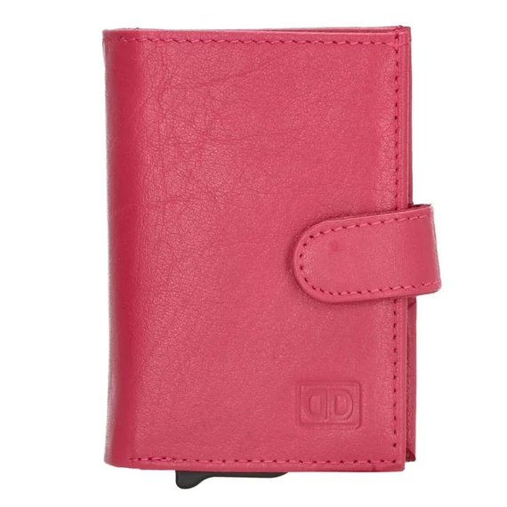 Hide and Stitches 208-as bőr pénztárca pink – valódi bőr + alumínium kártyatartó, kettős cipzárral