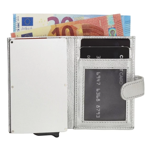 18208998 Hide and Stitches safety wallet ezüst