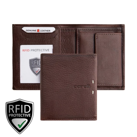 Giorgio Carelli 7365-es bőr pénztárca barna – prémium 34-es bőr, RFID védelemmel, 5 kártyarekesszel