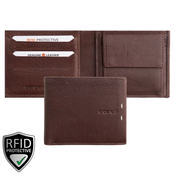 Giorgio Carelli 7780-es bőr pénztárca barna – prémium 34-es bőr, RFID védelemmel, 9 kártyarekesszel