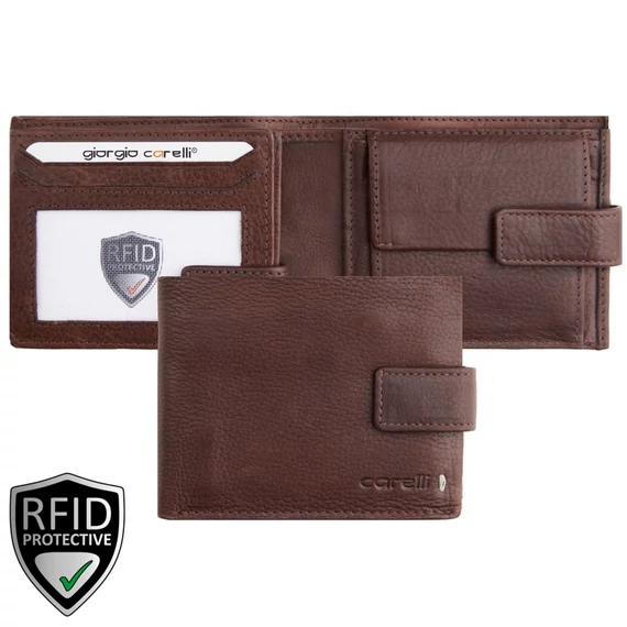 Giorgio Carelli 7796-es bőr pénztárca barna – prémium 34-es bőr, RFID védelemmel, 8 kártyarekesszel