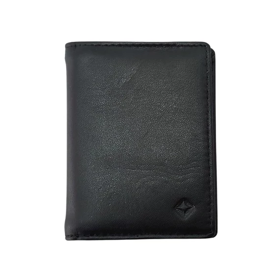 Giorgio Carelli mini kártyatartó fekete – valódi bőr, RFID védelemmel, 12 PVC betéttel, 1 cm lapos