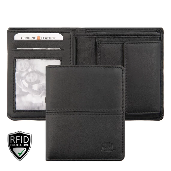 Giorgio Carelli 7365-ös bőr pénztárca fekete – prémium bőr, RFID-del, 3 fényképtartóval és cipzáros rekesszel