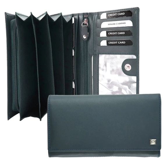 642960 017 Choice női bőr pénztárca kék – 18 × 10 × 3,5 cm, valódi bőr, patentzár