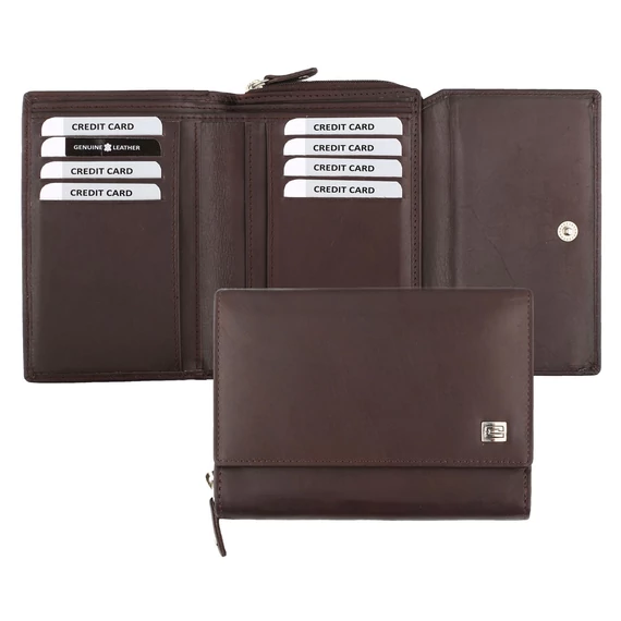 646060 011 Choice női bőr pénztárca barna – 13,3 × 9,6 × 2,8 cm, valódi bőr, patentzár