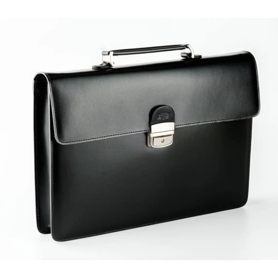 Blázek és Anni minimalista fekete bőr aktatáska gyártói garanciával 38*26 cm - Fekete