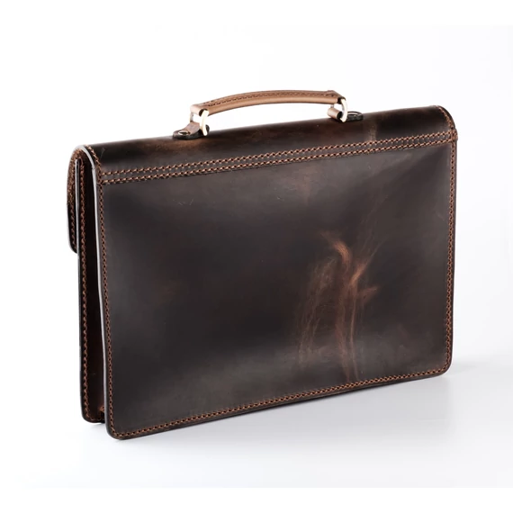 Blázek és Anni minimalista fekete bőr aktatáska gyártói garanciával 38*26 cm - Fekete