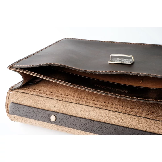 Blázek és Anni minimalista fekete bőr aktatáska gyártói garanciával 38*26 cm - Fekete