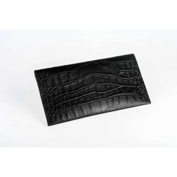 Valódi bőr clutch típusú borítéktáska alkalmakra 25*15 cm - Fekete/Arany