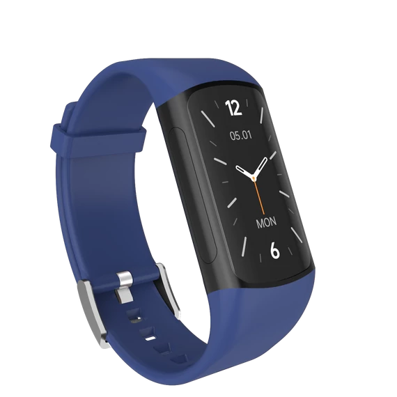 Wonlex MF12-F bluetooth EKG és egészségmérő okosóra sötétkék perspektivikusan jobbra