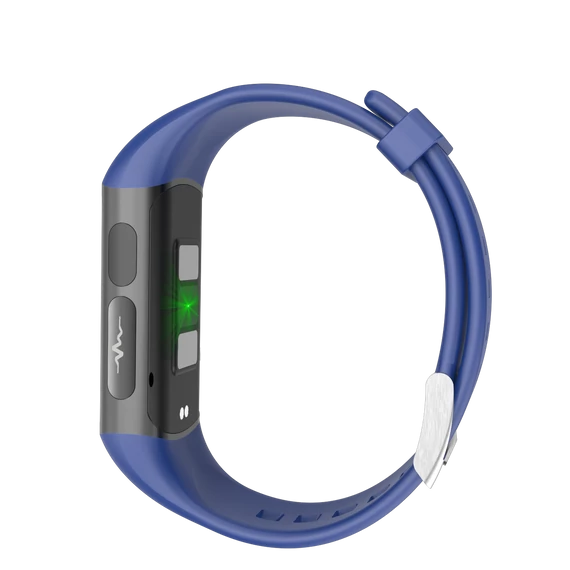 Wonlex MF12-F bluetooth EKG és egészségmérő okosóra sötétkék oldalnézet balról