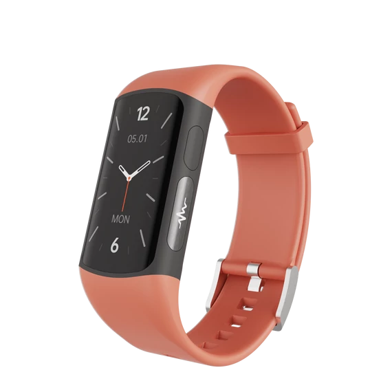 Wonlex MF12-O bluetooth EKG és vércukormérő okosóra, narancssárga, perspektivikusan balra