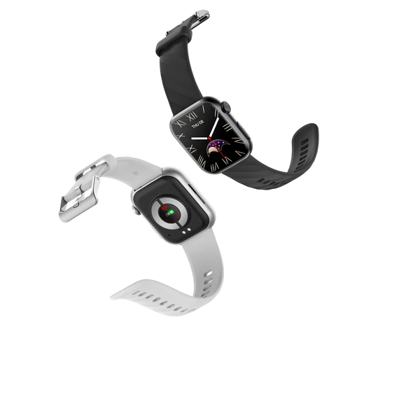 Wonlex MF15-F bluetooth EKG, vércukor-, vérnyomás- és testhőmérséklet mérő okosóra, fekete és ezüst/szürke